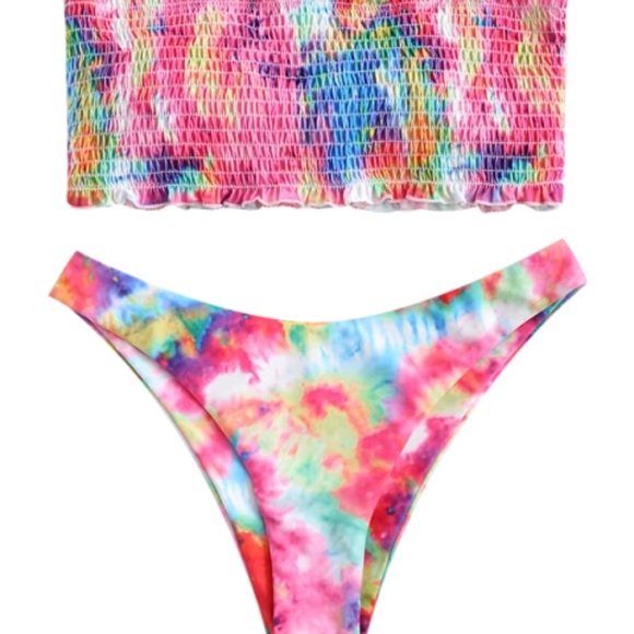 🌈NWT-Tie Dye Bandeau Bikini-FREE GIFT🌈 - Picture 2 of 5